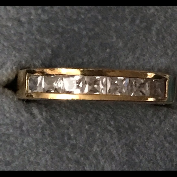Gold CZ Band Stackable Ring 9 - Picture 5 of 9